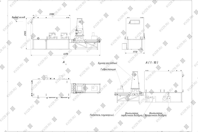 Котел на опилках 1.1 МВт чертеж