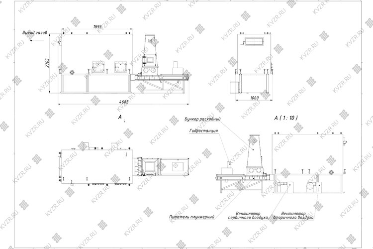 Чертеж котла 350 кВт на щепе